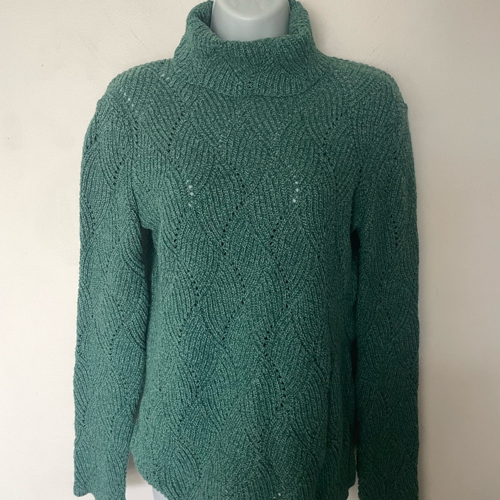 Sundance Green Turtleneck Sweater with Cozy Fit and Fuzzy Texture